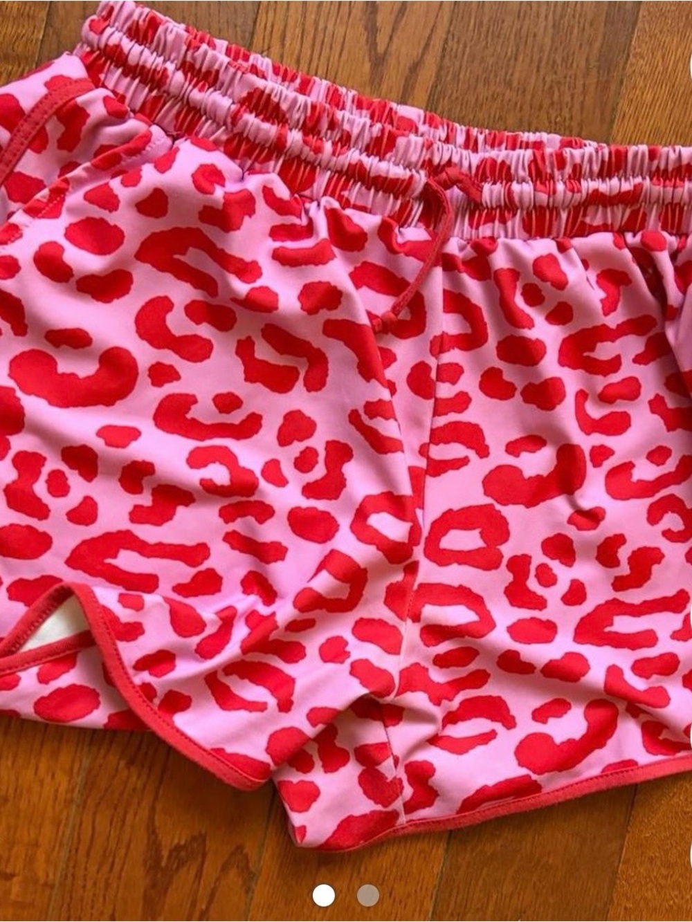 Pink & Red Leopard Print Athletic Shorts